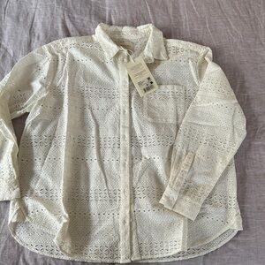 Sezane NWT 40/(large/medium)Max shirt in ecru embroidery style